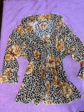 Floral & Leopard Print Kimono Cardigan - Golden Rose